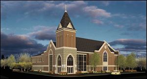 An architect’s rendering of what the new Ada First United Methodist Church will look like. Construction on the project is expected to begin on March 17 and continue until February, 2015.