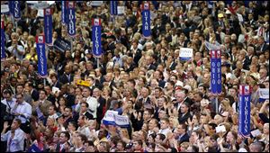 Delegates cheer at the Republican National Convention in Tampa, Fla. in August, 2012.