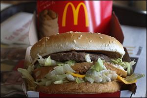 A McDonald's Big Mac sandwich. McDonald's saw a key sales figure drop in the U.S. again in February 2014.