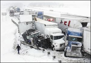 Dozens of vehicles were involved in this winter’s deadliest traffic crash, which killed three people and shut down the Ohio Turnpike for hours starting about 1:05 p.m. in eastern Sandusky County. 