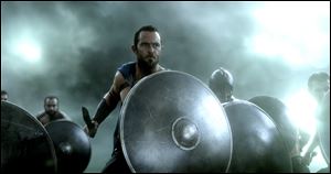 This image released by Warner Bros. Pictures shows Sullivan Stapleton in the film, '300: Rise of an Empire.'