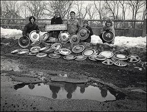 Published March 1, 1978. In 1978 potholes were so problematic, some clever youngsters came up with a type of lost-and-found for hubcaps that had apparently come off vehicles after they hit one of these bumps in the road.