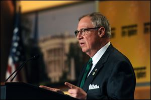 Mayor D. Michael Collins speaks at the the International Association of Fire Fighters conference in Washington, D.C.