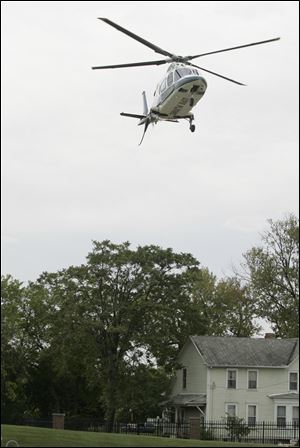 A Life Flight helicopter arrives at Mercy St. Vincent Medical Center in this file photo.