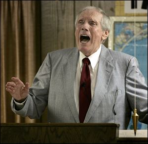 The Rev. Fred Phelps Sr. preaches at his Westboro Baptist Church in Topeka, Kan., in March, 2005.