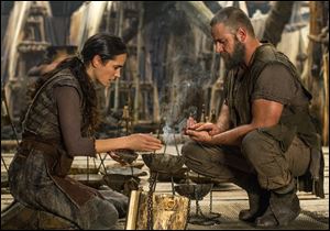 Russell Crowe stars as Noah and Jennifer Connelly plays his wife in a scene from the movie.