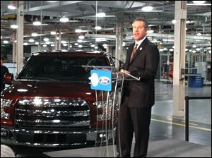 John Hinrichs, Ford president of the Americas, announces the production of the Ford EcoBoost V6 2.7 L engine will be at the Ford Engine plant in Lima, Ohio.