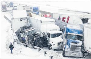 Chain-reaction crashes on the Ohio Turnpike on March 12 involved an estimated 90 vehicles. Three people were killed and a state trooper was injured.