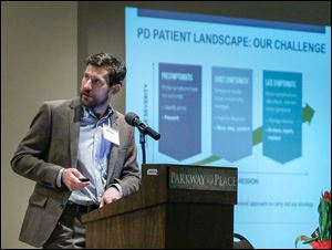 Dr. Brian Fiske speaks during the 17th annual Parkinson’s Disease Symposium at Parkway Place in Maumee. Dr. Fiske delivered the keynote presentation at the event.
