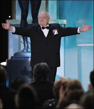 Mickey Rooney takes the stage to make an award presentation at the 14th Annual Screen Actors Guild Awards in January, 2008, in Los Angeles.