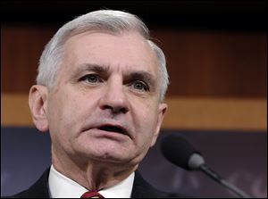 Sen. Jack Reed, D-R.I. speaking during a news conference on unemployment insurance on Capitol Hill in Washington.