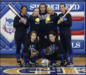 Springfield looks for another NLL title with, front, from left, Libby Mathewson and Brianna Espino, and back, from left: Hannah Girlie, Bre Buck, Kierra Hague, Lauren Yates, and Kiley Aller.