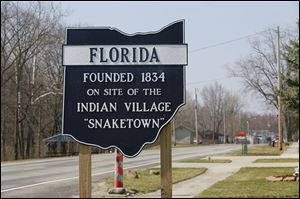 A sign marks the entrance to Florida, Ohio, a community of 230 people in Henry County and one of the communities along the old U.S. 24.