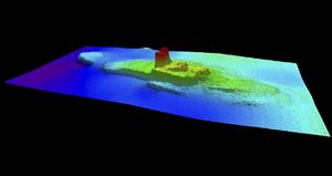 This 2013 image provided by the National Oceanic and Atmospheric Administration shows a multi-beam sonar profile view of the shipwreck of the iron and wood steamship City of Chester. In 1888 on a trip from the San Francisco bay to Eureka, the Chester was split in two by a ship more than twice its size, killing 16 people and becoming the bay's second-worst maritime disaster. 