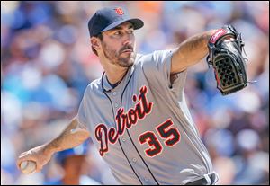 Justin Verlander did not allow a hit until the sixth inning against the Royals. He allowed three runs on four hits in seven innings.