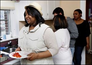 Tyra Jones is in line for food.