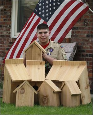 Boy Scout Dawson Schmidt, 15, built bat and bird houses for Strawberry Acres Park near his Springfield Township home. His service project will help him achieve Eagle Scout rank.
