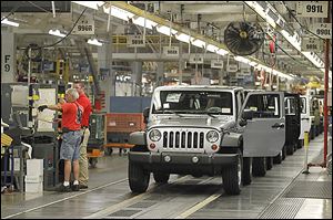 Jeep Wranglers, built at the Chrysler Toledo Assembly complex, are a hot item. Chrysler is having a tough time meeting global demand.