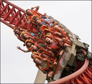 Riders enjoy the Maverick ride at Cedar Point amusement park in Sandusky.