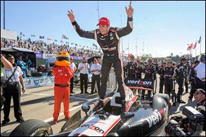 Will Power took the lead with 10 laps remaining in the 70-lap race on Belle Isle. It was Penske Racing’s first win in Detroit since 2001.