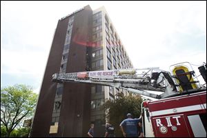 A fire at the former Clarion Hotel on Reynolds Road gutted four floors of the building, which is set for demolition.