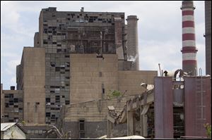 A view of damage caused by an explosion that rocked Kosovo's main power plant.