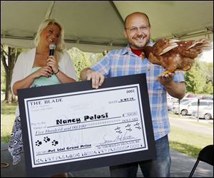 Joel Mazur and his chicken named 