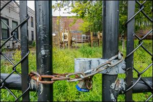 Weeds have overtaken the playground of the former Toledo Day Nursery at 219 Southard Ave. near downtown Toledo.