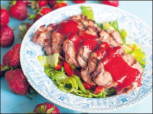 Strawberry-balsamic glazed pork tenderloin.