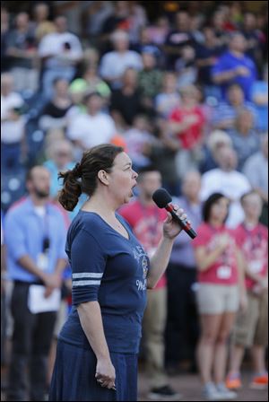 Allison Reed sings the national anthem at a Mud Hens game June 14 at Fifth Third Field.