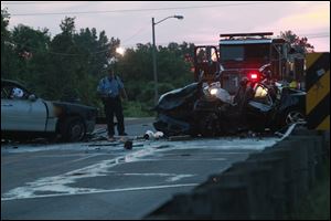 A crash that occurred today on a portion of Benore Road that overpasses I-75 in North Toledo.