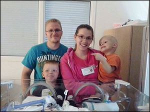 The Steffel family gathered at Nationwide Children’s Hospital in Columbus with Sophia before she was transferred to Cincinnati Children’s Hospital Medical Center.
