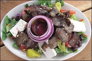 Greek salad with gyro meat at Theo's Mediterranean Cafe.