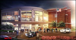 This is a rendering of the Marathon Center for the Performing Arts, to be completed in downtown Findlay in fall 2015. The Hancock County Performing Arts Center is hoping to raise $17 million to build and endow the facility.