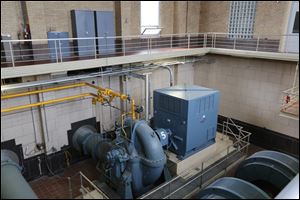 One of the six pumps in the high service pumping station at the Collins Park water treatment facility.