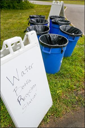 A recycling area is designated  at the entrance to Wildwood Preserve Metropark in Toledo. 