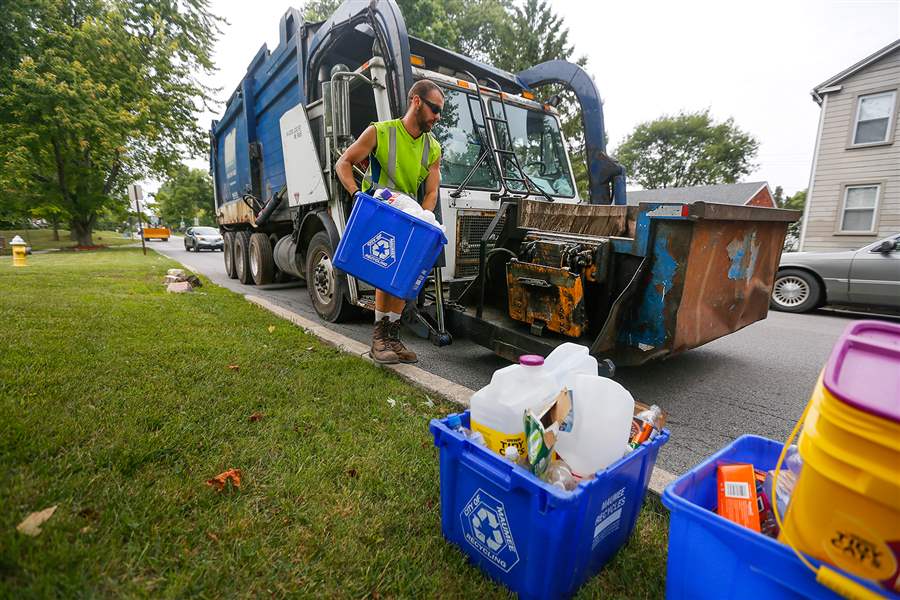 Deluge of water bottles overflow recycling bins The Blade