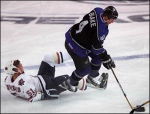 Los Angeles Kings' Rob Blake in action in 1998.