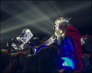 A performer dressed as the Marvel character Thor in the new live arena show called 