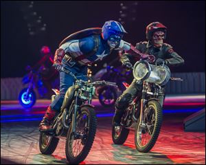 Performers dressed as Marvel characters in the new live arena show called 