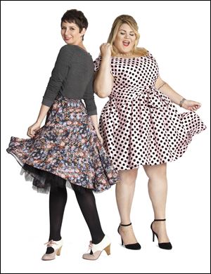 ModCloth co-founder Susan Gregg Koger and style blogger and fashion writer Nicolette Mason wear pieces from their collaboration collection, which includes sizes XS to 4X. It will be available in October at www.modcloth.com.