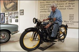 Jay Leno talks about the challenge of operating the 1924 Ace with its hand shifter and foot-operated dual rear brakes. This motorcycle is among the hundreds of cars and motorcycles in his private collection in Burbank, Calif.