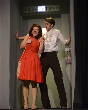 Libby Bruno of Toledo as Charity and David Blackburn of Spring Harbor, Mich., as Oscar perform a scene from ‘‍Sweet Charity.’ Performances are at 8 p.m. Friday, 2:30 and 8 p.m. Saturday, and 2:30 p.m. Sunday at Croswell Opera House in Adrian.
