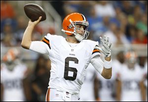 Cleveland Browns quarterback Brian Hoyer throws against the Detroit Lions in Saturday's exhibition game.