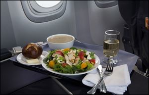The Strawberry Fields Salad is one of a variety of United Airlines' new first class food options. 