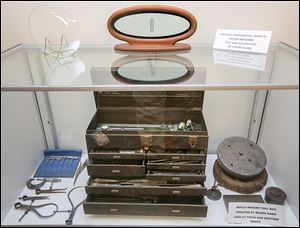 A mold makers toolbox is  among the items displayed in  the new archival room.