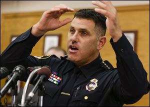 Omaha  Police Chief Todd Schmaderer speaks during a news conference at police headquarters in Omaha, Neb., Wednesday, Aug. 27, 2014. Bryce Dion, a sound technician with the “Cops” television show who was embedded with Omaha police, was killed on Tuesday during an armed robbery at a Wendy's fast-food restaurant. 