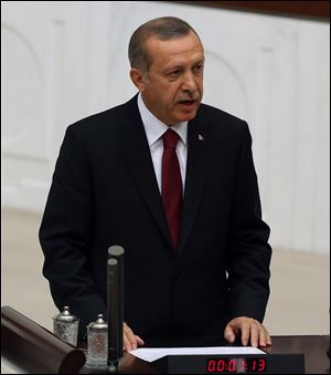 Turkey's new President Recep Tayyip Erdogan takes oath of office Thursday at the parliament  in Ankara, Turkey.