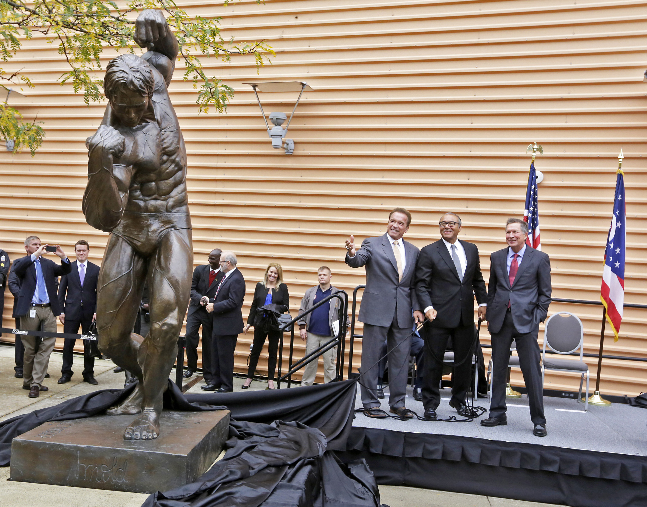 Arnold Schwarzenegger touts namesake sports festival at statue's