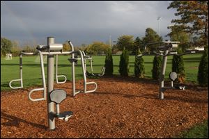 An outdoor workout center is open for use at Pacesetter Park. 